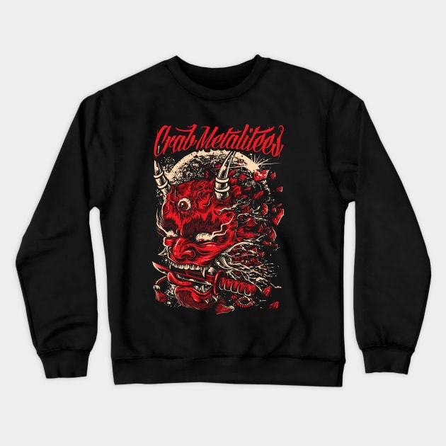 Red Hannya Mask Crewneck Sweatshirt by KawaiiDread